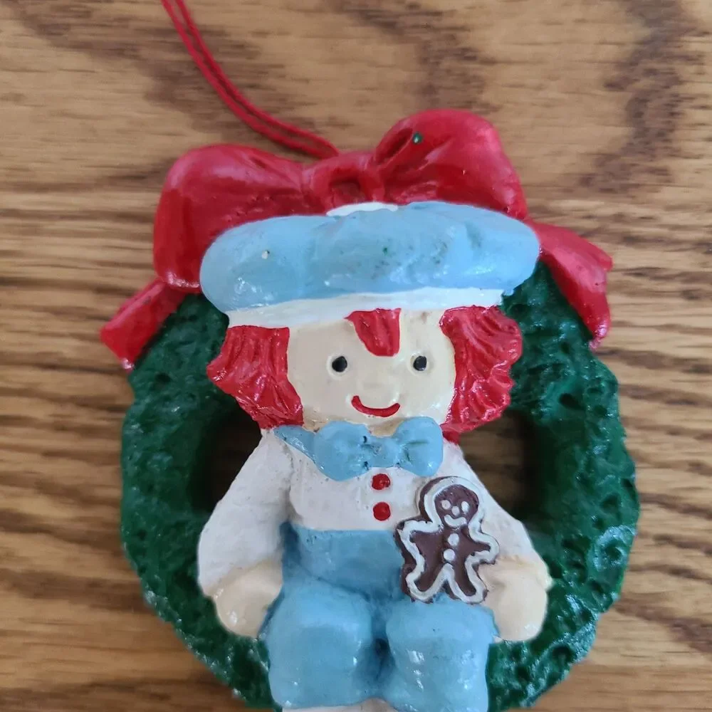 Vintage Raggedy Ann & Andy Inspired Hand Painted Christmas Ornaments Collectible